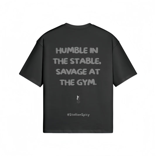 Train Hard, Laugh Harder S1 | Ash On Charcoal Oversized Tee